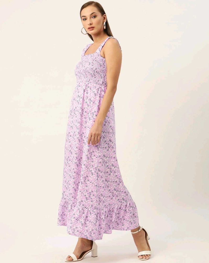 Chic Lavender Floral Maxi Dress