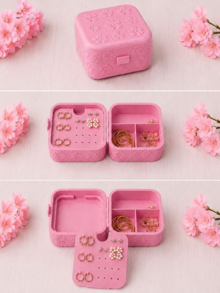Pink Floral Jewelry Organizer Box