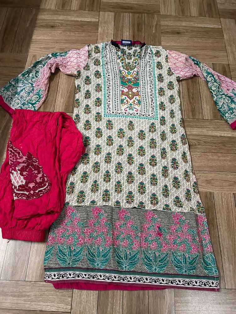 Pink Printed Salwar Suit Combo no dupatta