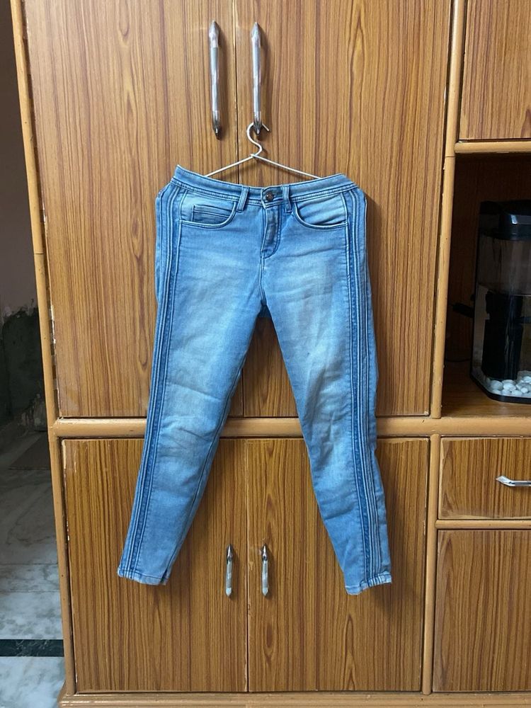 Light Wash Striped Jeans