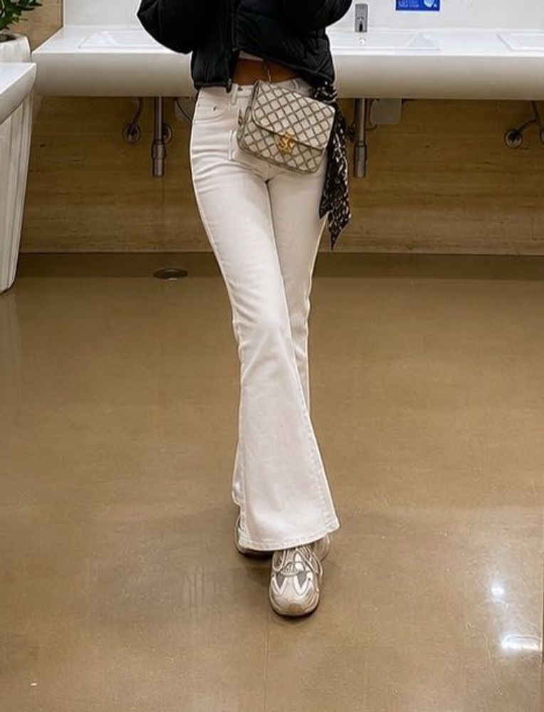 White Bootcut Denim Jeans