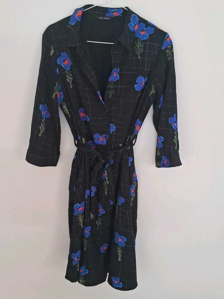 Tokyo talkies Black floral print midi dress