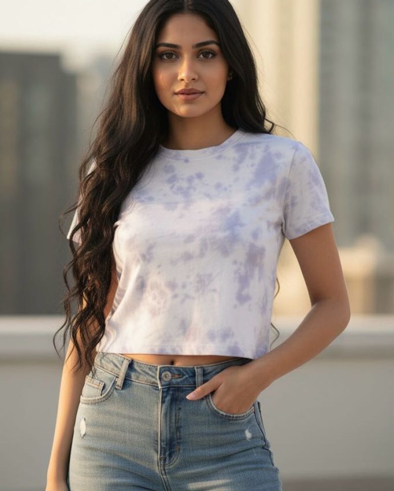 Mauve colour pleasing Tie-Dye Crop Top in Size S