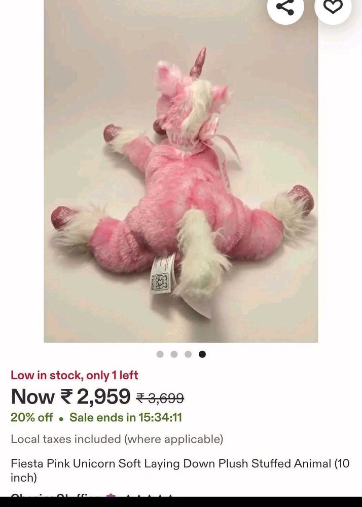 comboPink Unicorn Plush Stuffed Animal