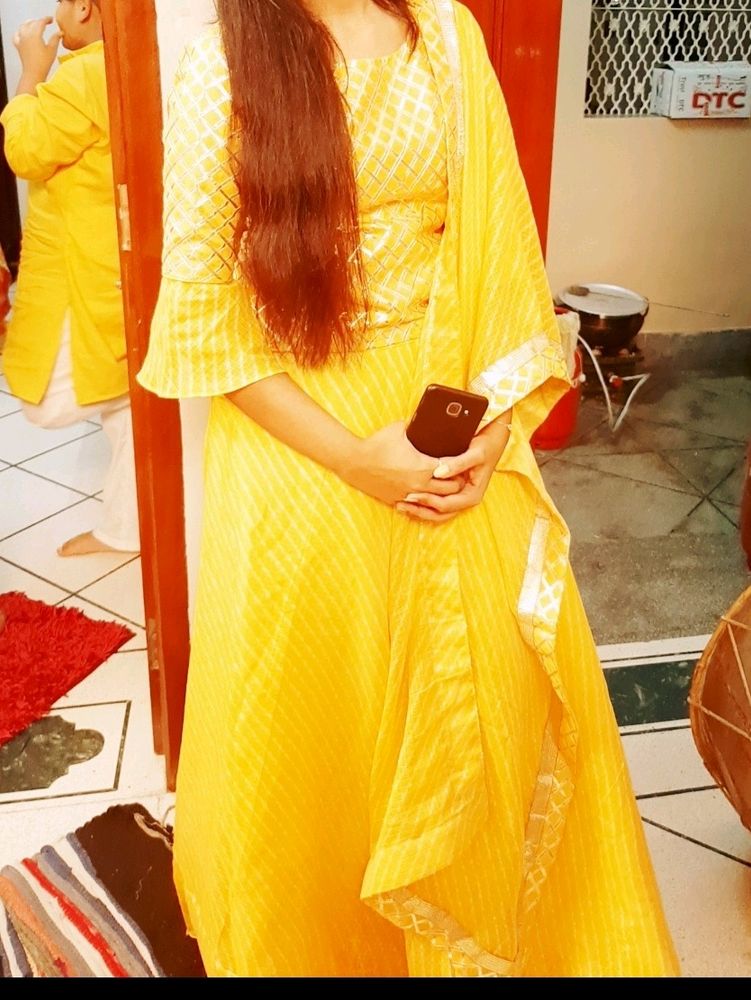 Haldi Outfit Lehanga Choli With Doria Duppatta