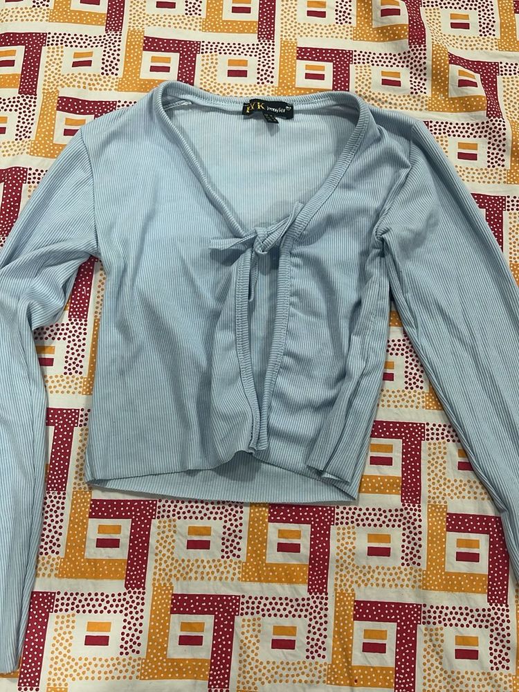 Baby Blue Tie-Front Cardigan