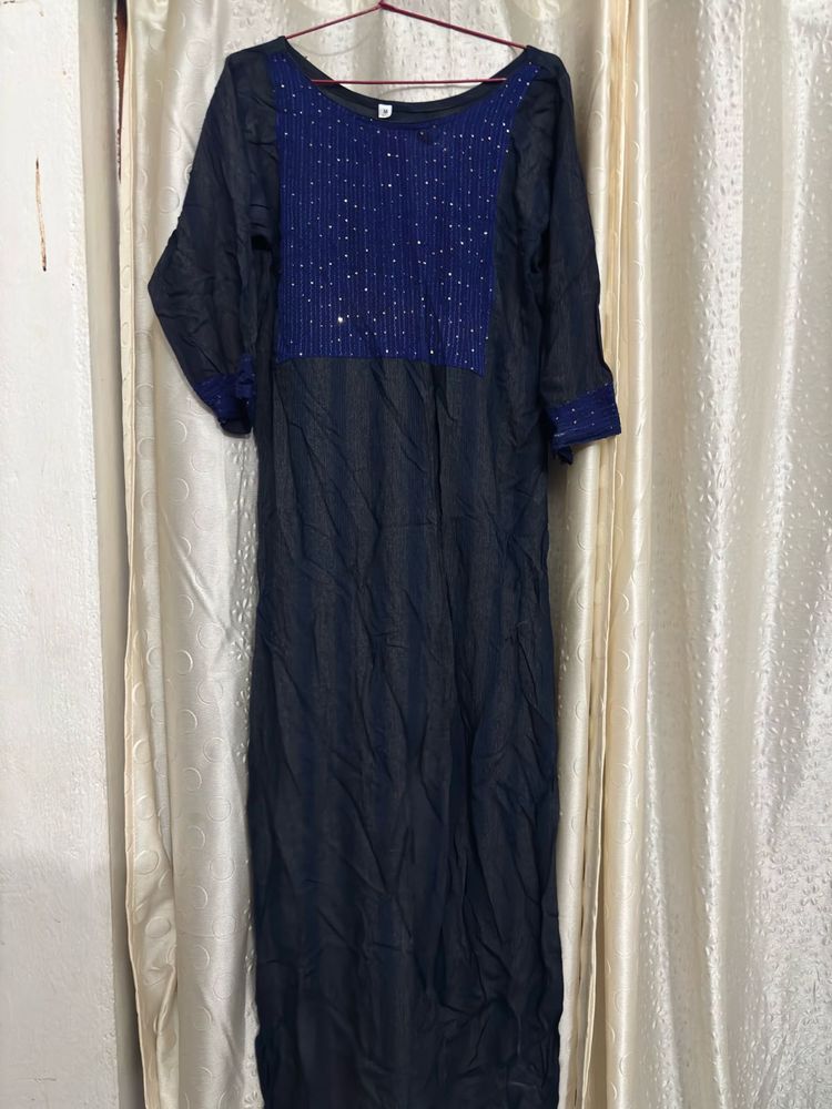 Women's Blue Sequin Kurta