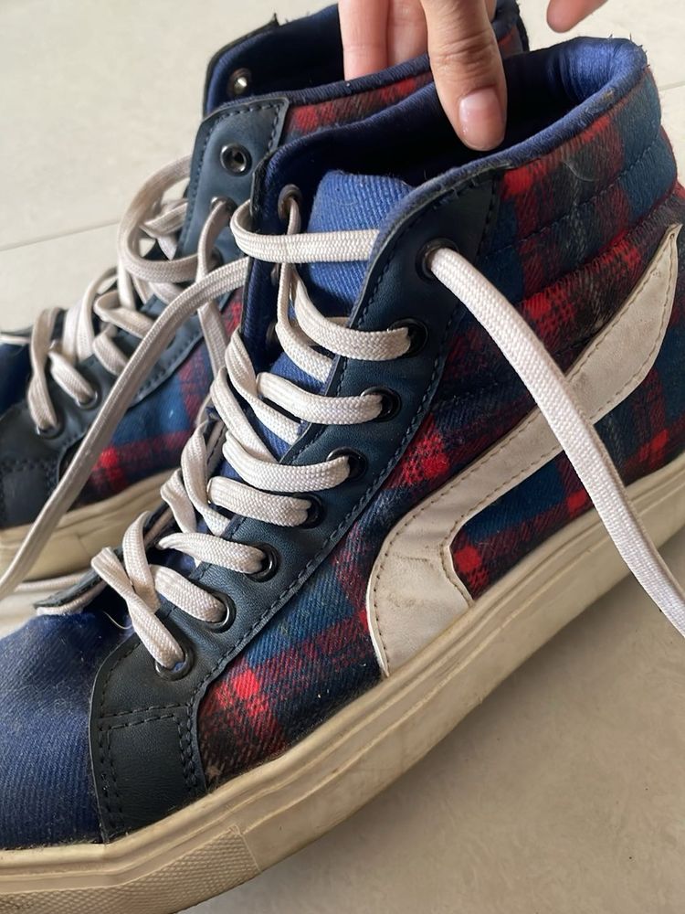 UNISEX  Plaid High-Top Sneakers