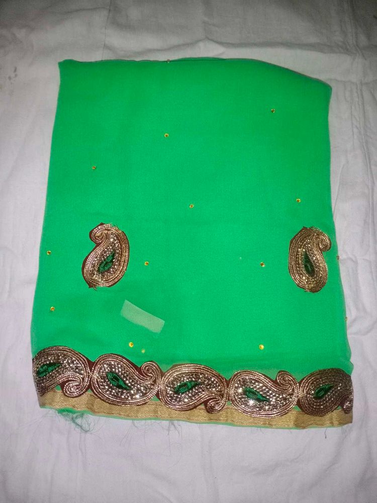 Beautiful Green Embroidered Saree