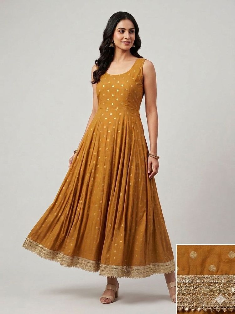 Mustard Polka Dot Midi Dress