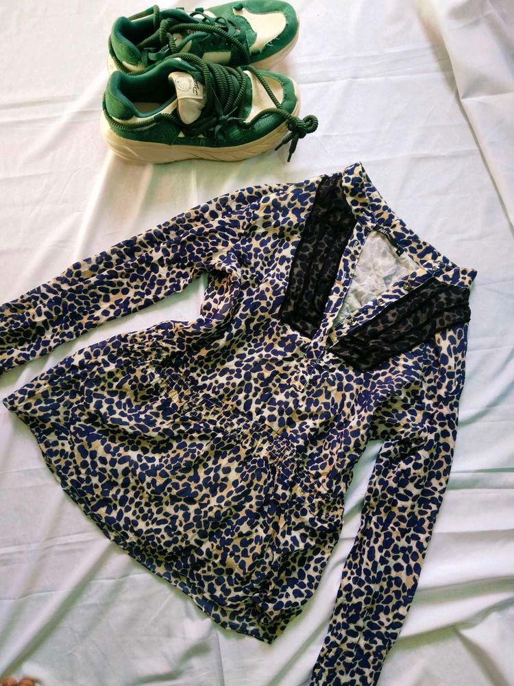 Leopard Print Top with Lace Detail