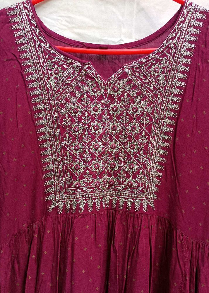 Grape Wine colour Kurta suit set