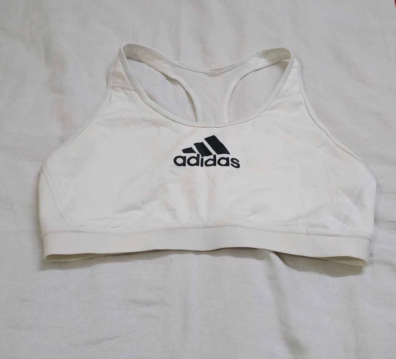 Adidas White Racerback Sports Bra