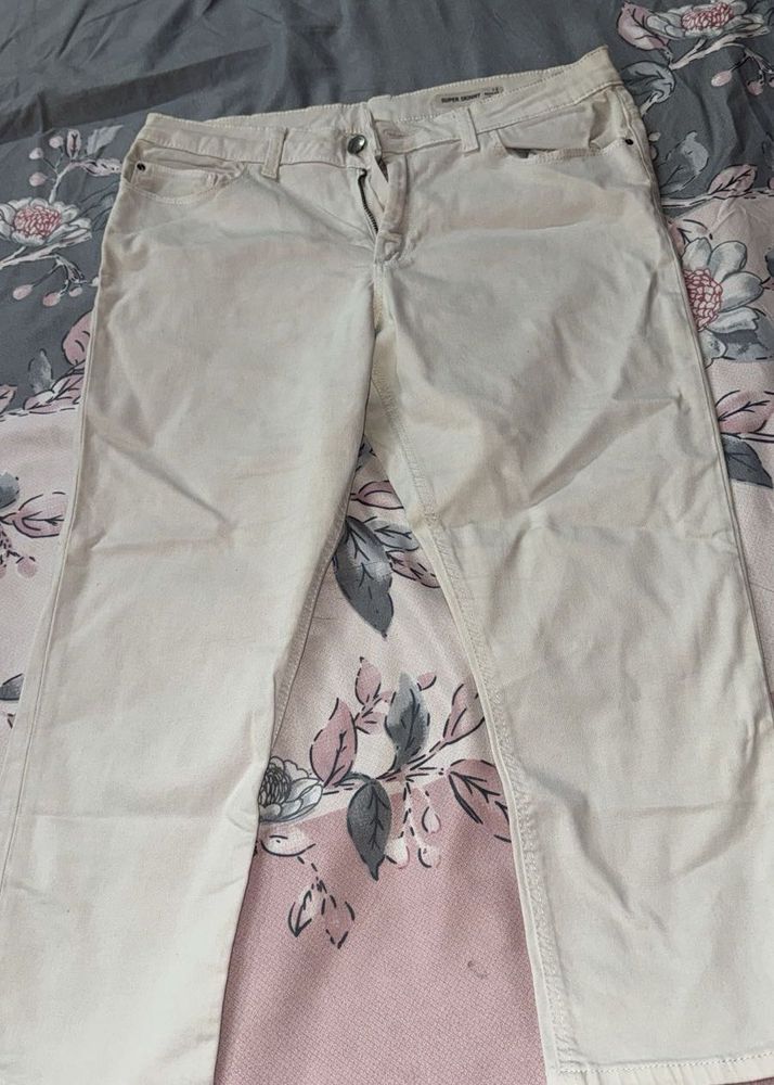 Cream Casual Pants