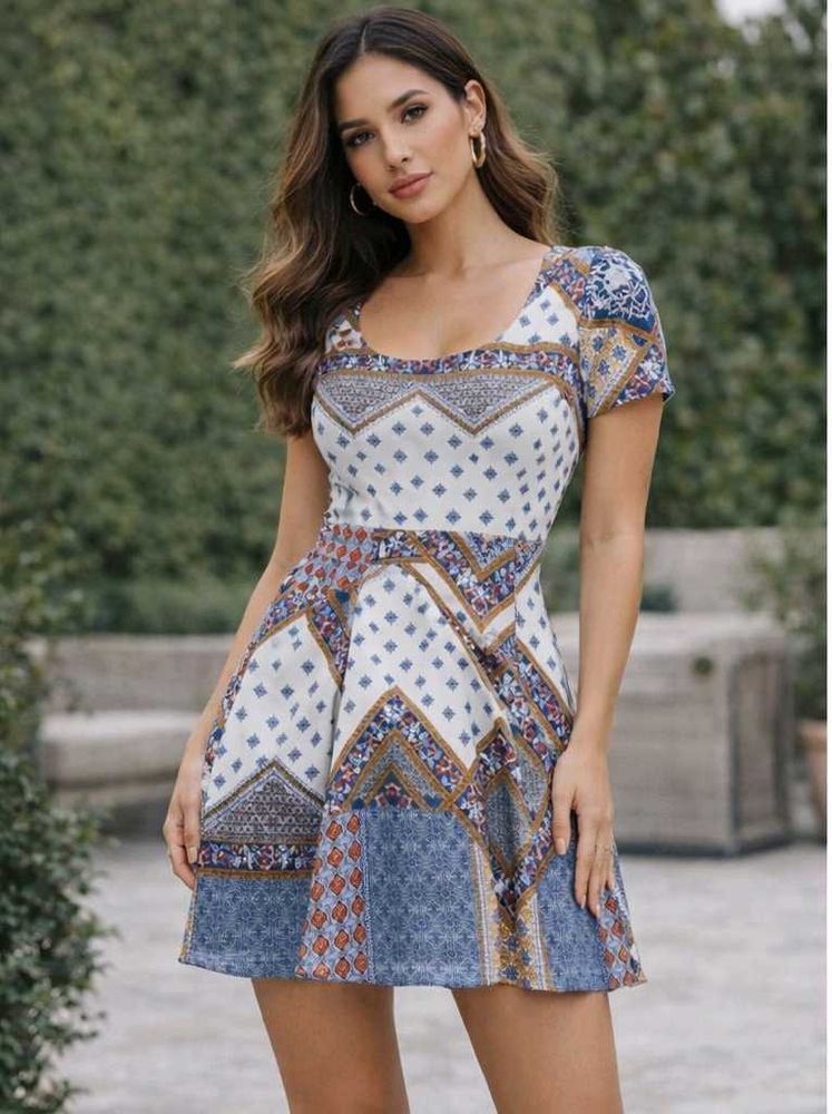 Patterned Mini Dress