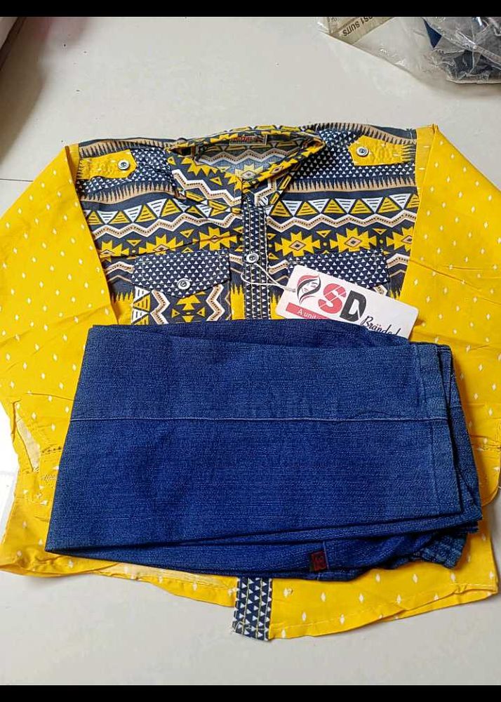 Boys Yellow Shirt &amp; Jeans Set