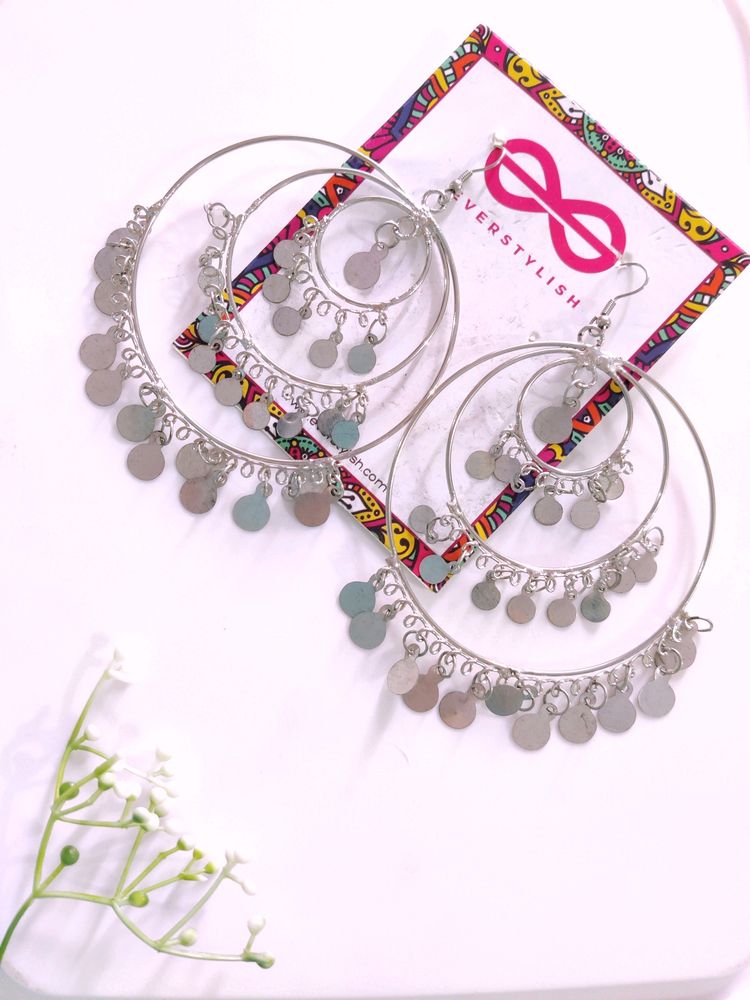 Oversize Earrings - In Silver Oxidised
