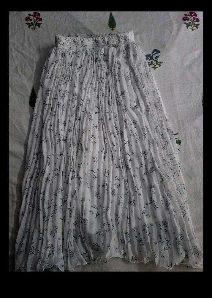 Pleated Floral Print Ethnic Skirt