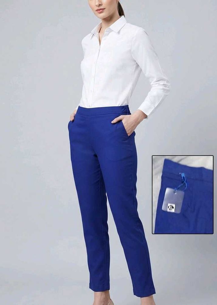 Blue Straight Leg Trousers