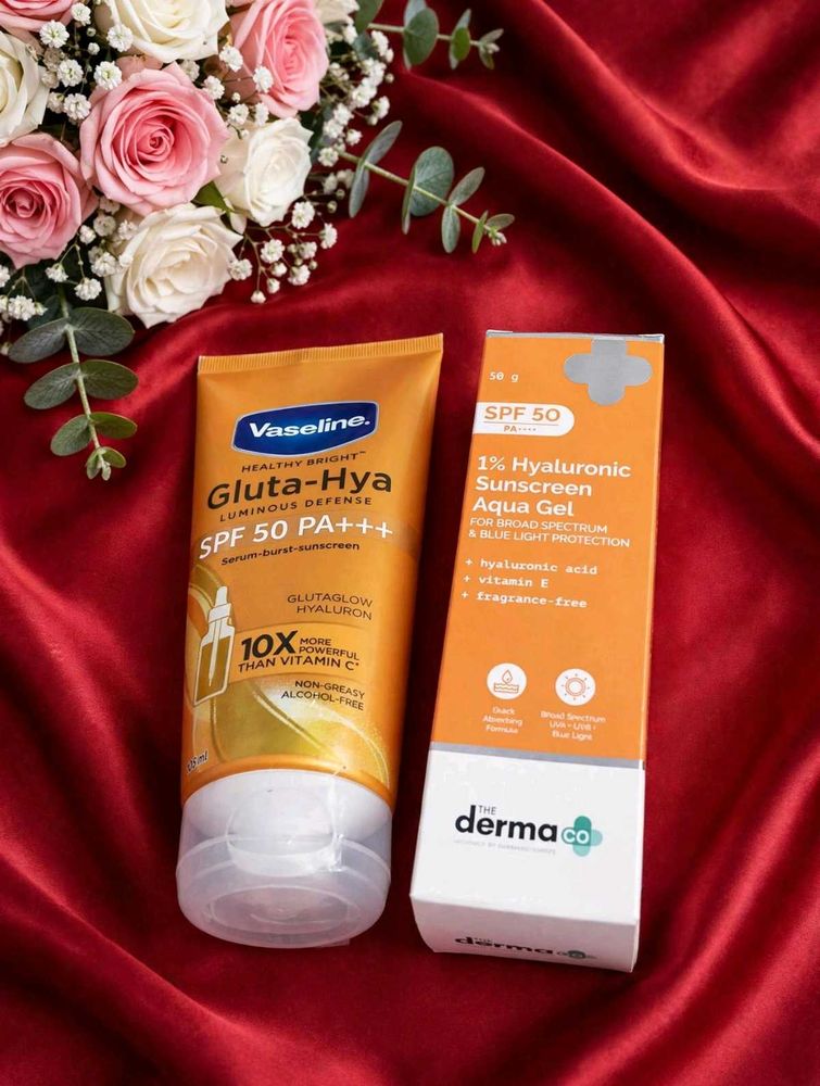 Vaseline and The Derma Co Sunscreen combo