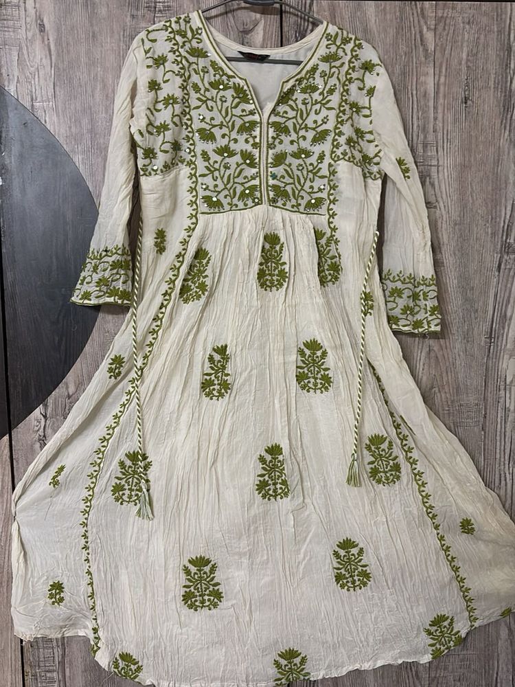 Embroidered Kurta with Mirror Work