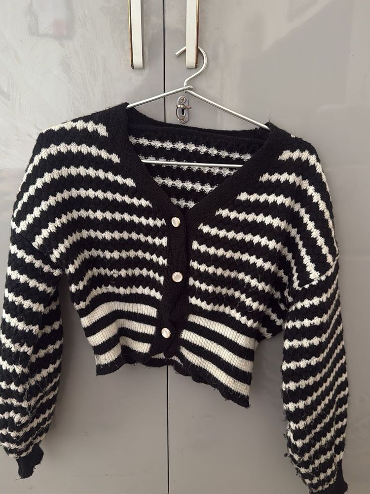 Striped Cropped Cardigan
