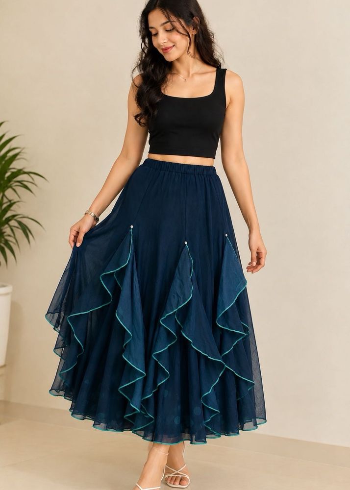 Elegant Black Tiered Skirt