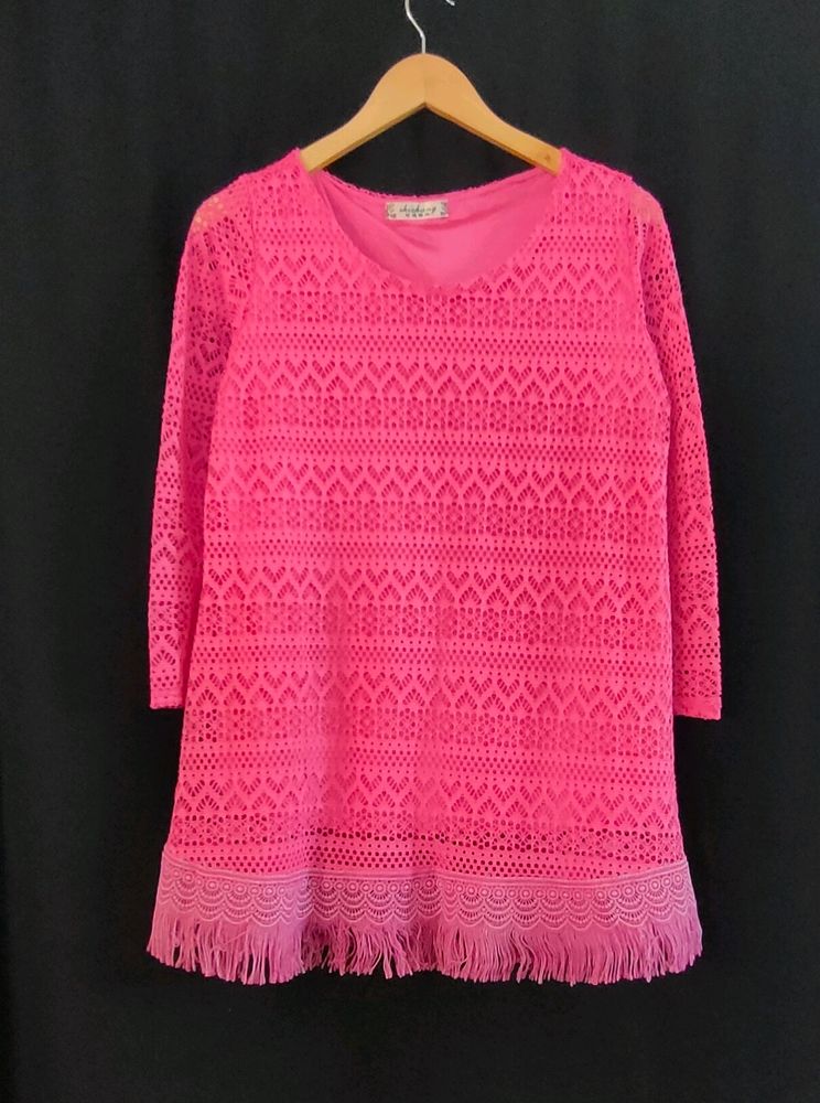 Women's pink Lace Top