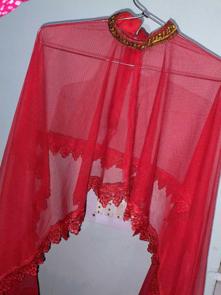 Stunning Red net ponchu