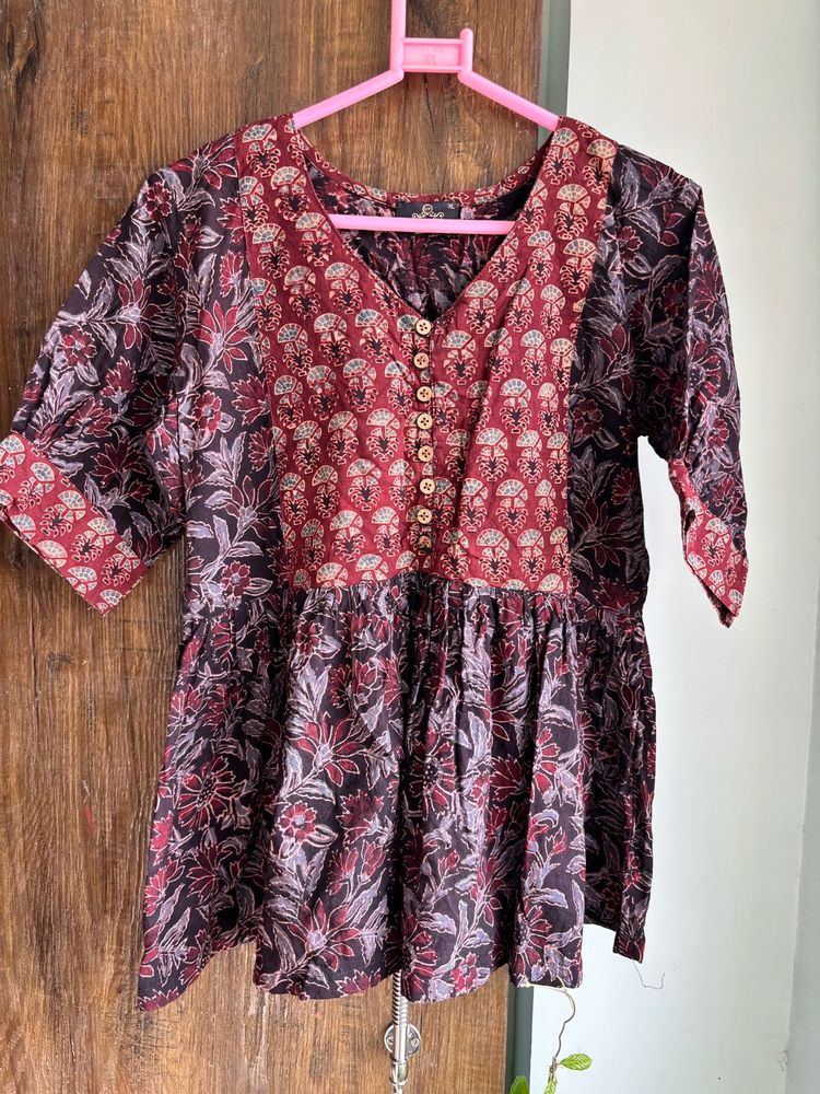Boho Floral Print Kurta Top
