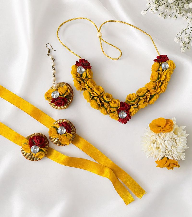 Yellow Floral Jewellery Set