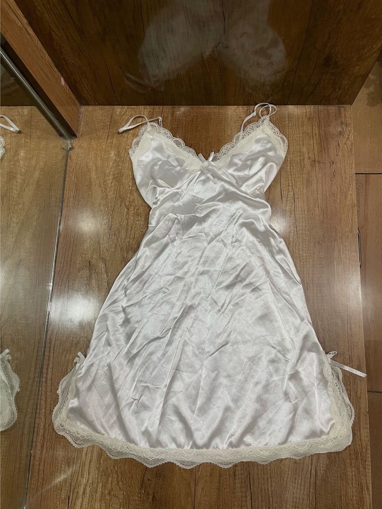 Elegant White Satin Nighttop