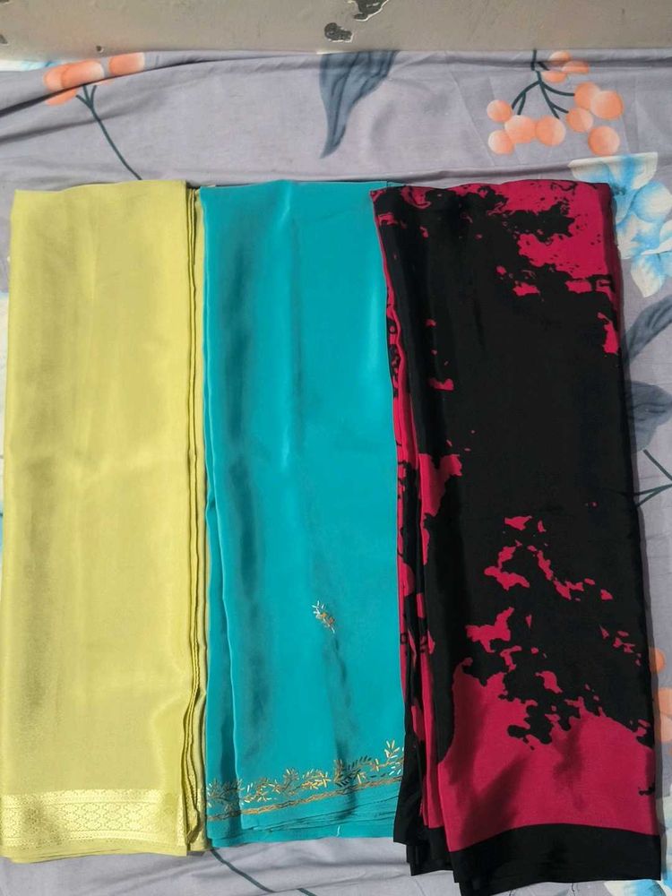 Vibrant Silk Sarees - Set of 3