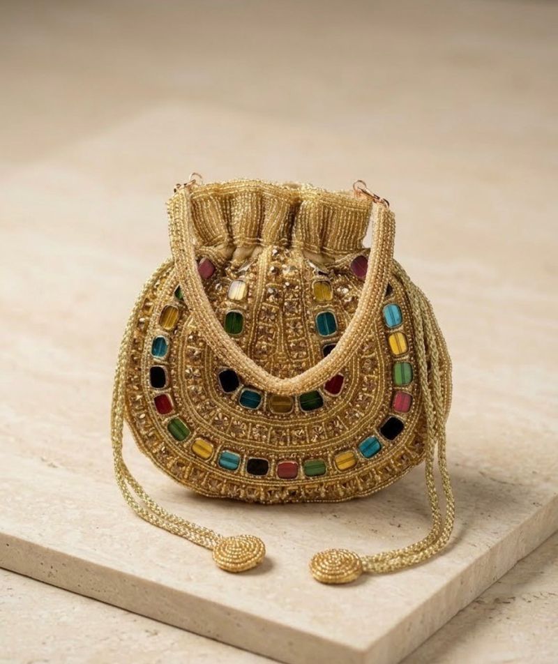 Embellished Golden Potli Bag