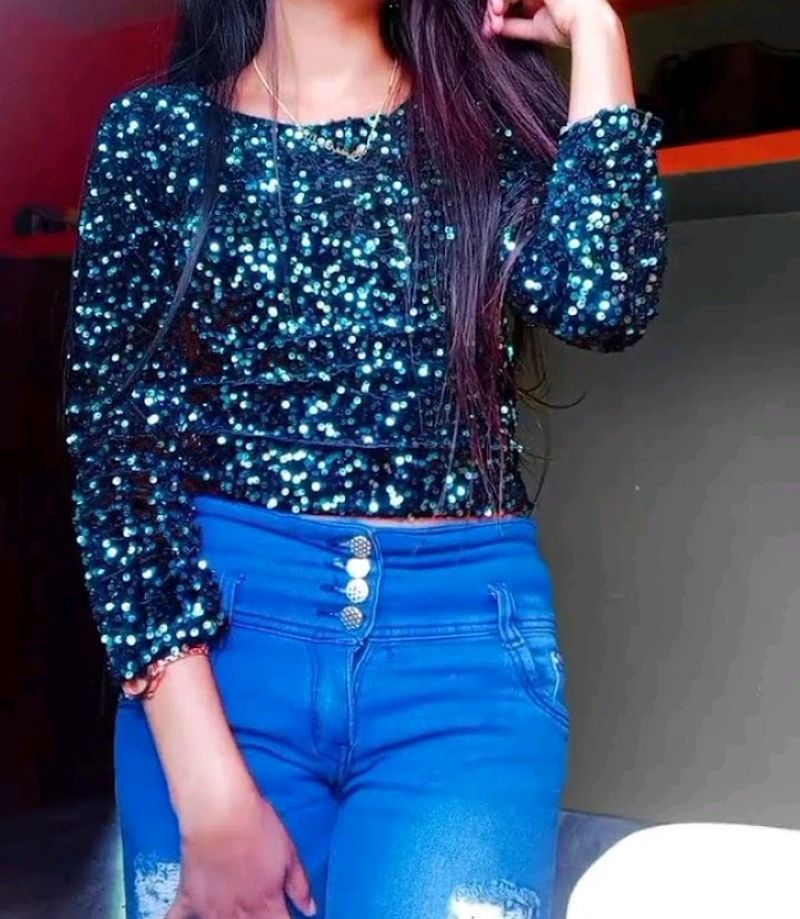 Sequence Party Wear Crop Top