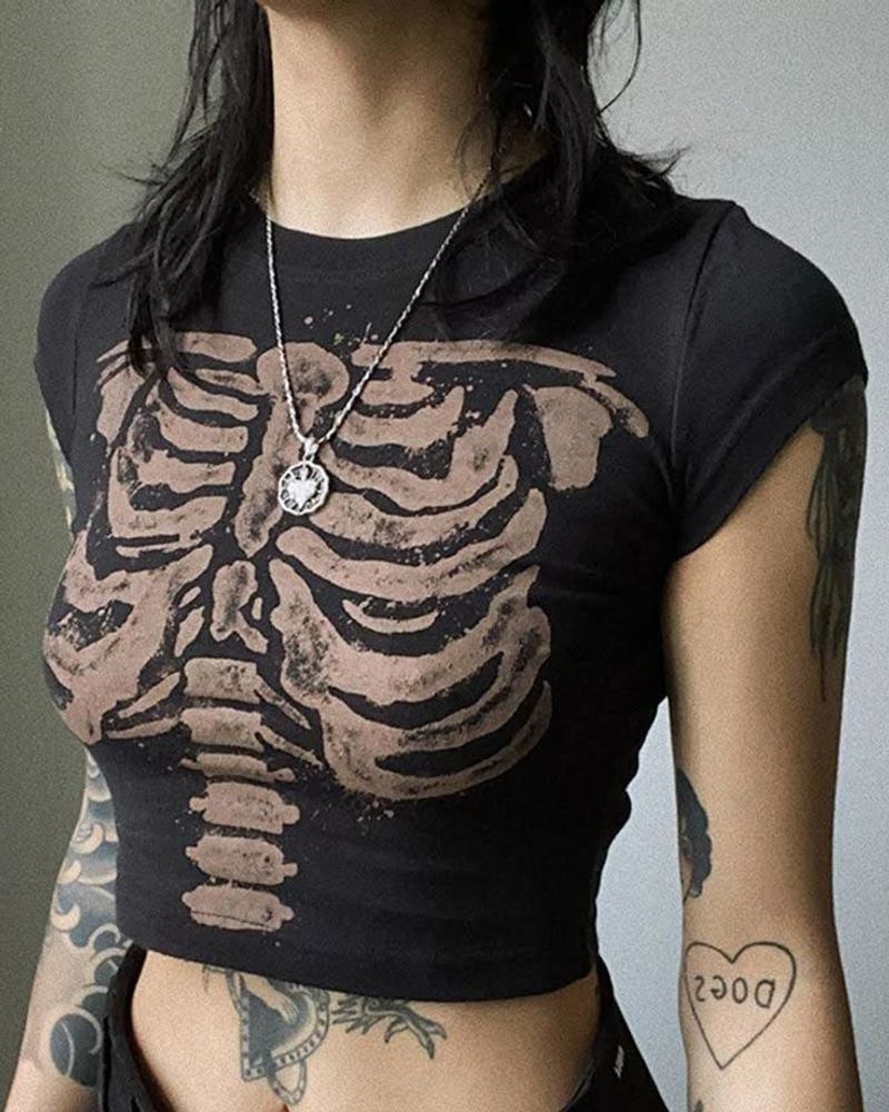 Skeleton Ribcage Crop Top