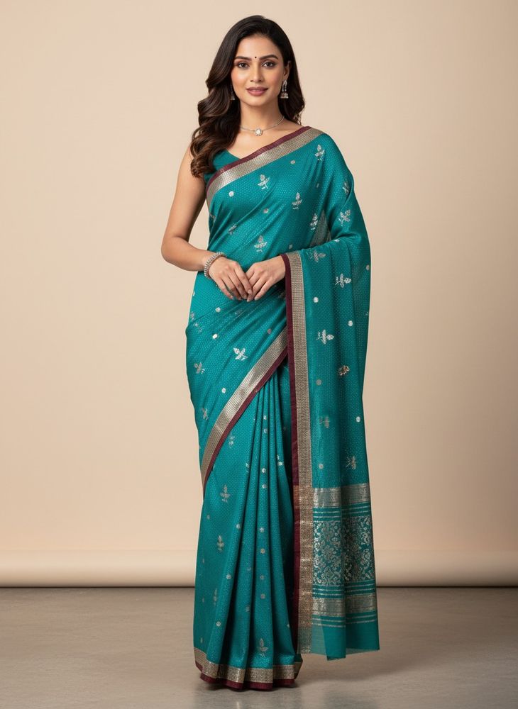 Ambroider saree without blouse.