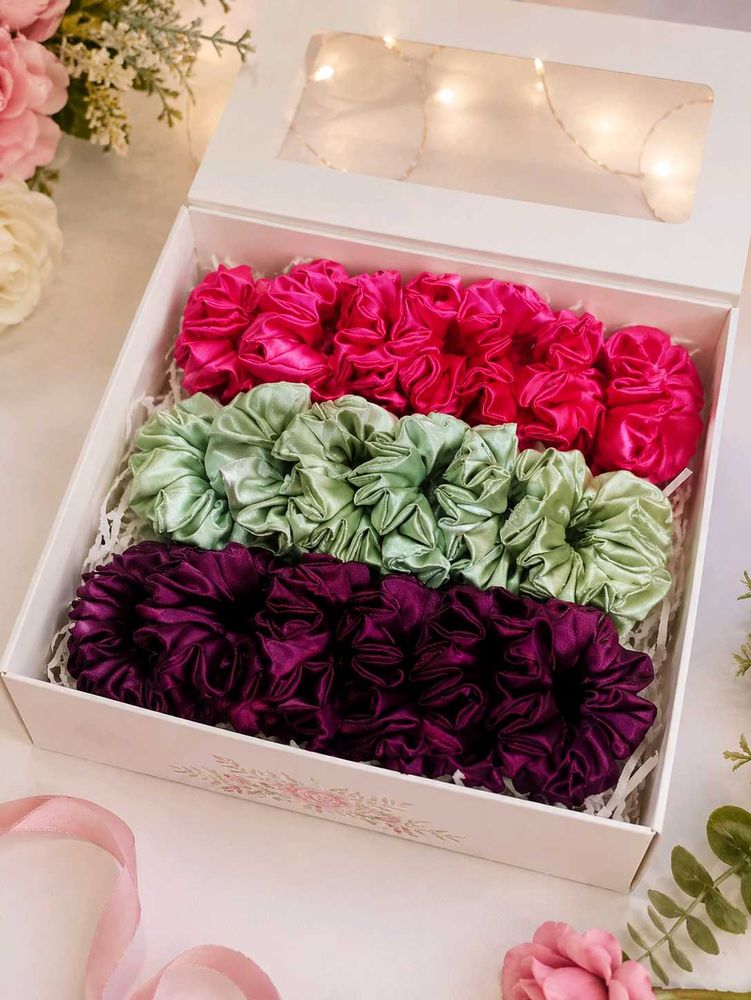 Satin Scrunchie Set - Vibrant Colors 18 pc se