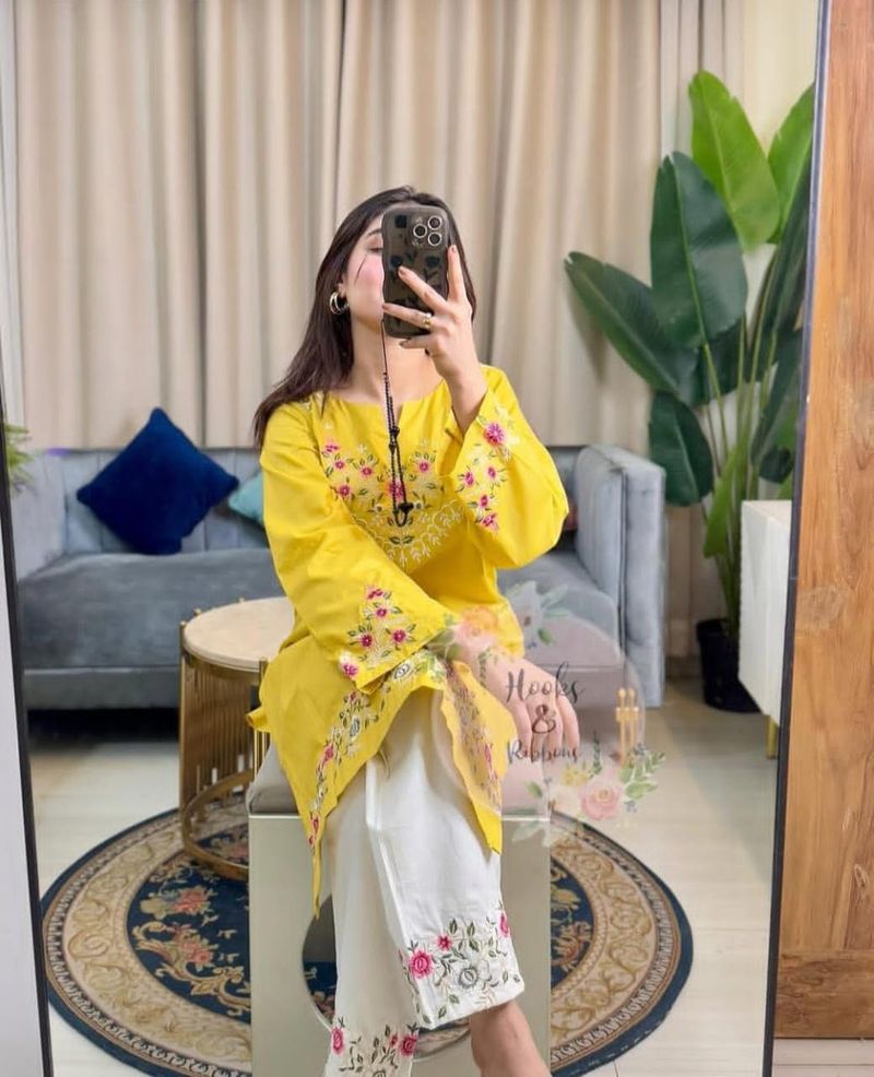 Vibrant Yellow Embroidered Co-Ord Set