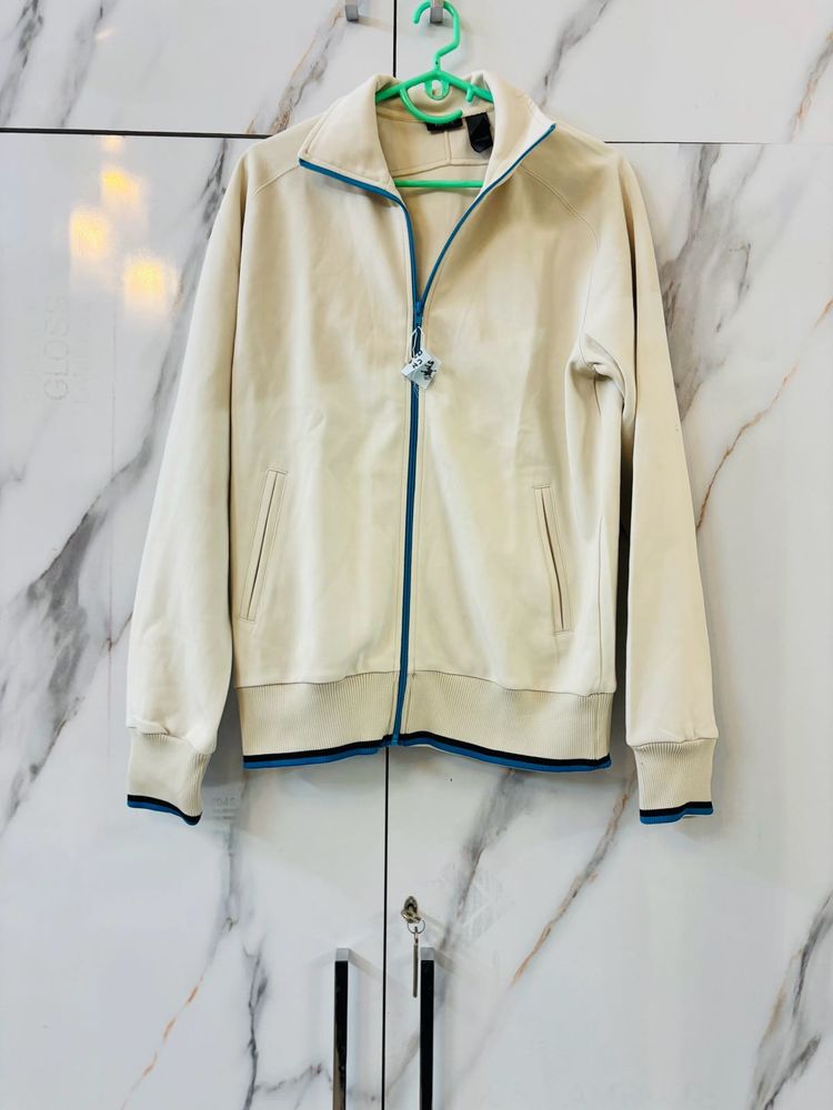 Cream Jacket With Blue Lining