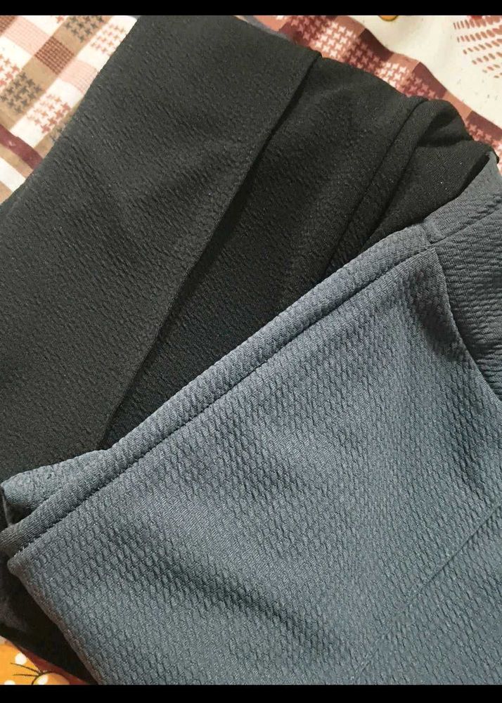 Textured Black &amp; Grey Palazzos Set