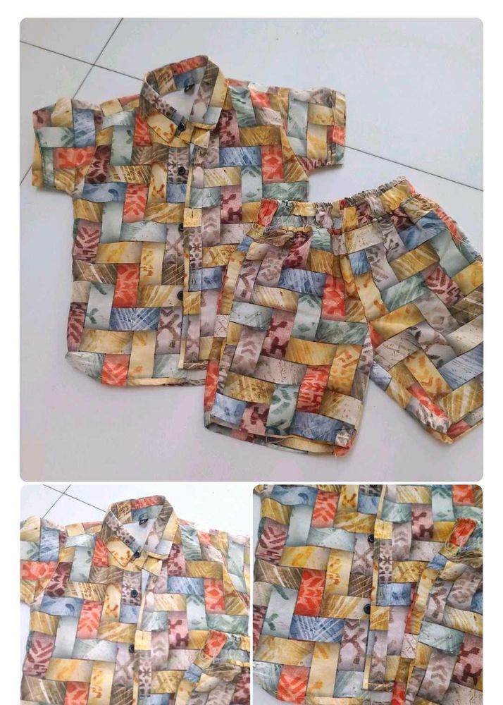Colorful Printed Shirt and Shorts Set