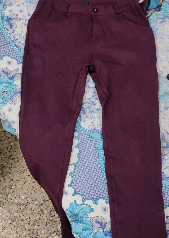 Maroon Formal Trousers Women's