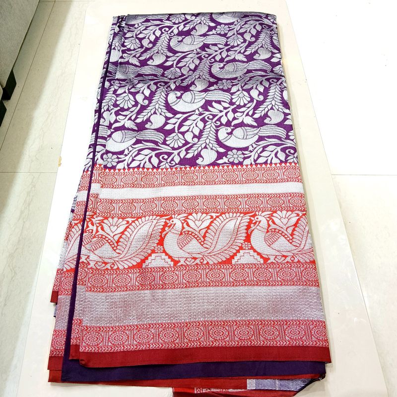 New Elegant Silver Banaras Saree