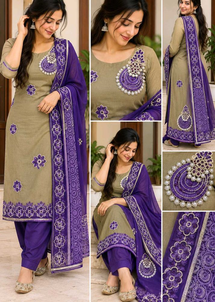 Embroidered Kurta Set with Dupatta (unstitched)