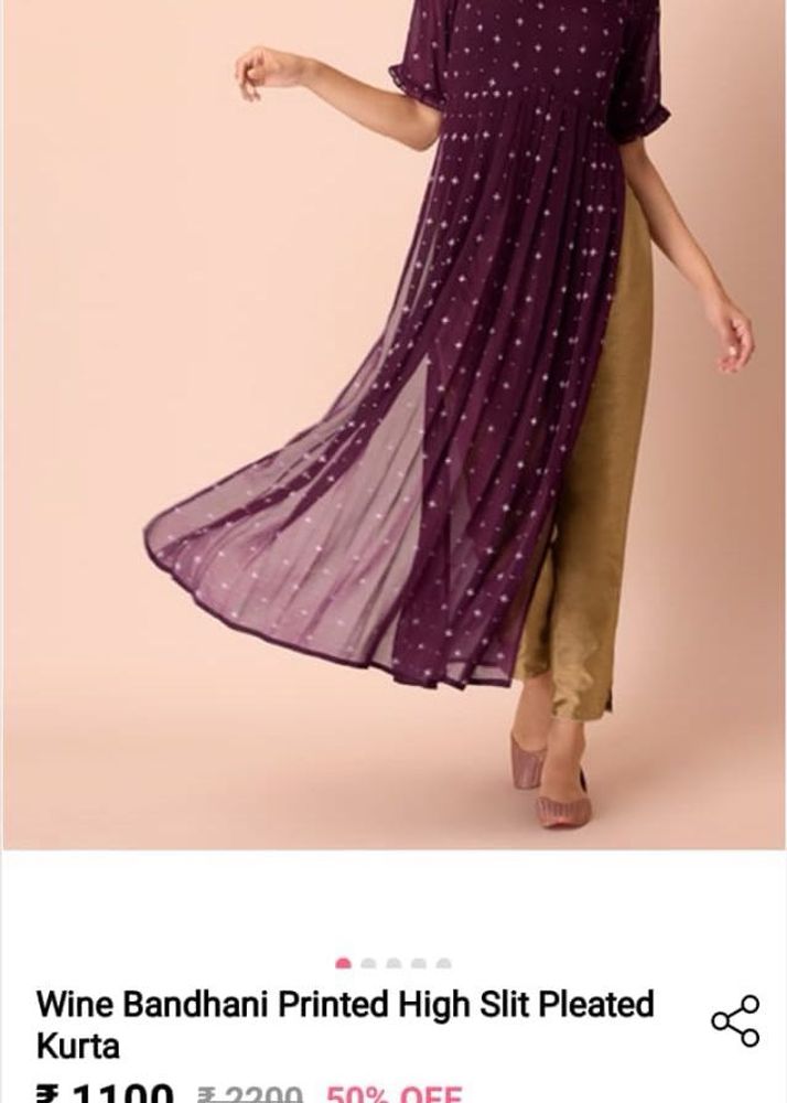 Elegant Wine Bandhani Printed Kurta