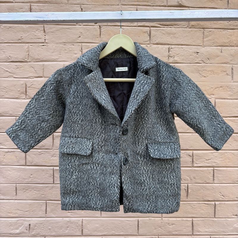 Stylish Kids Unisex Herringbone Coat