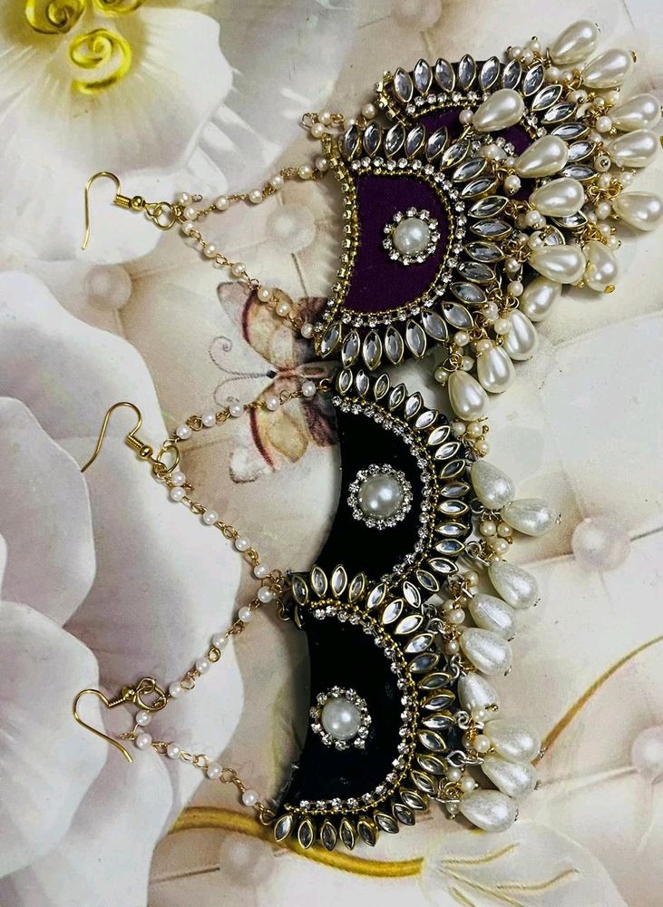 New Party Wear Earrings Colour Black &amp; Purple