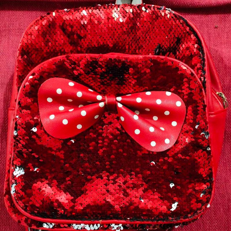 Red Sequin Backpack with Bow
