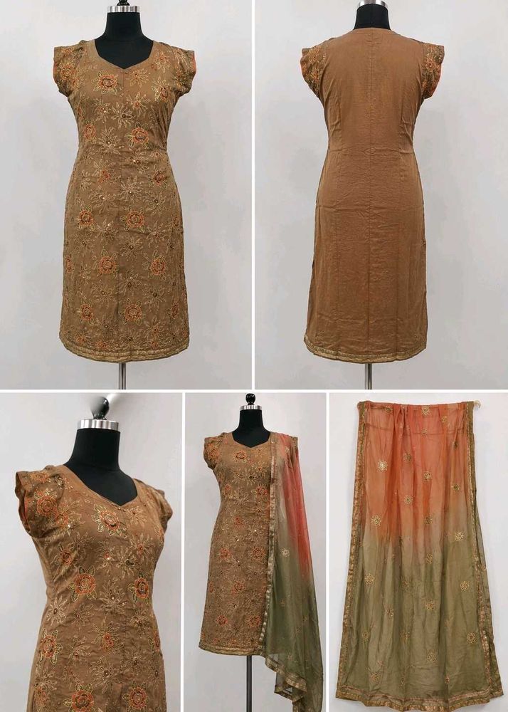 Festive Ethnic Elegant Embroidered Kurta &amp; Dupatta